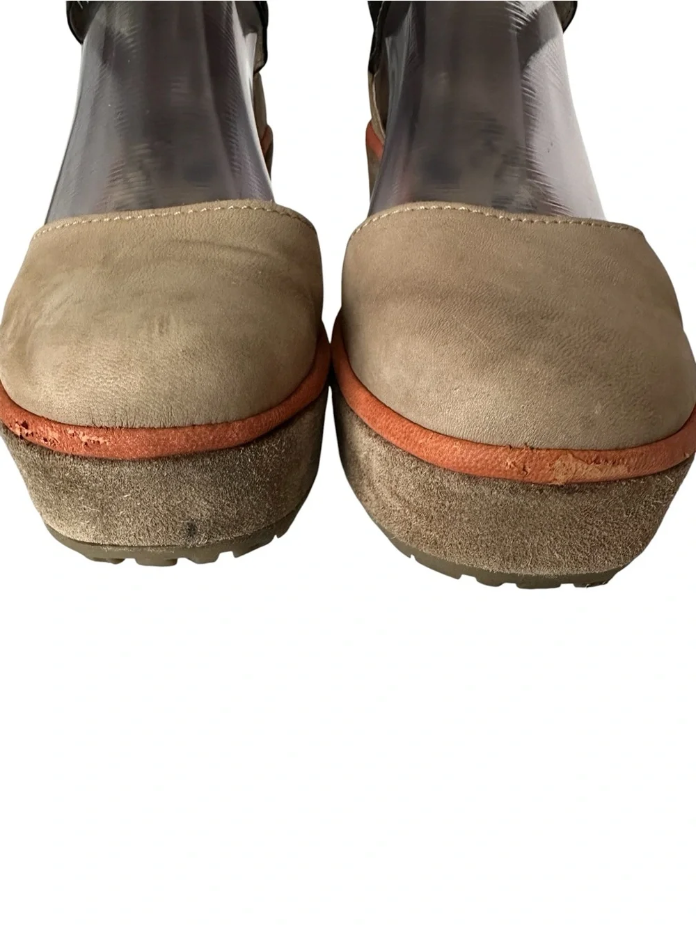 Fly London Punch Penn Wedge Sandals Taupe Nubuck Leather Size 40